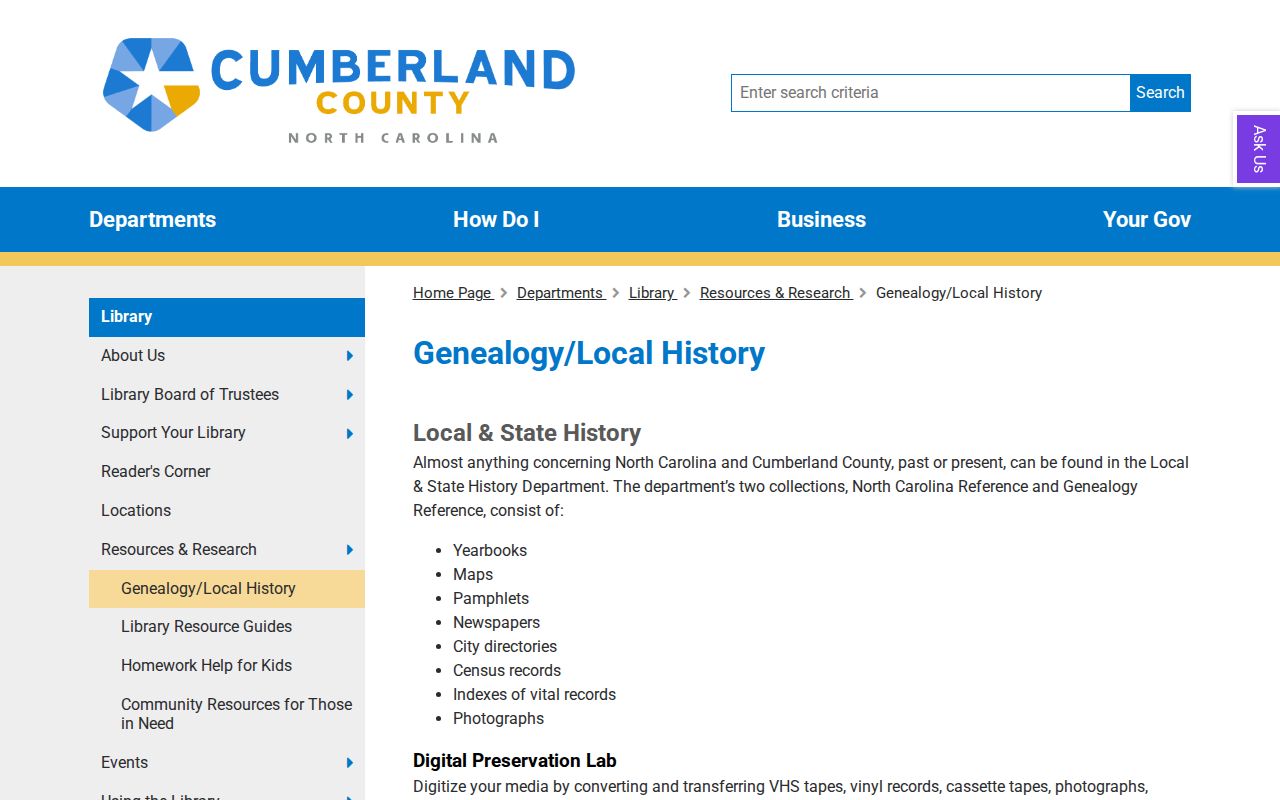 Cumberland city directory house-history support at the local-history library