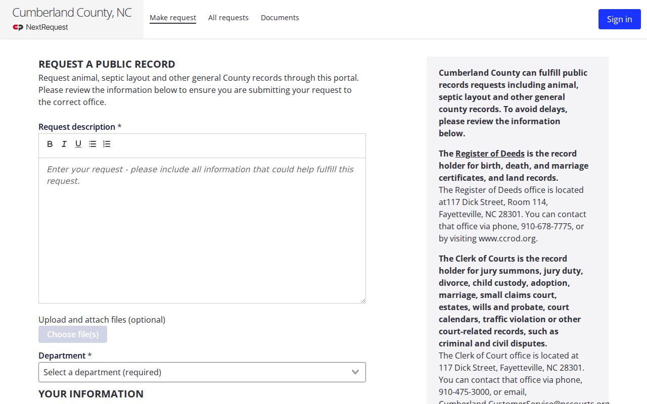 Cumberland neighbors County public records request form