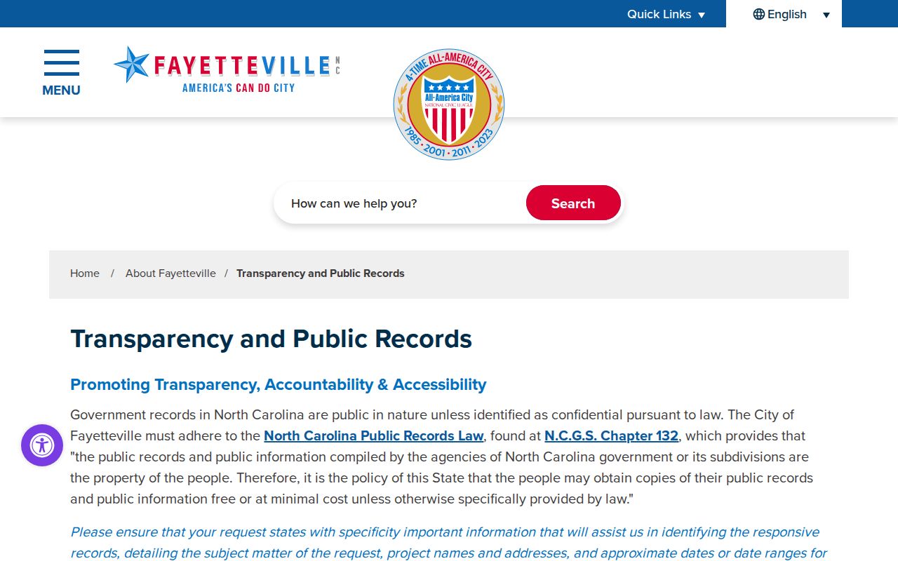 Cumberland neighbors transparency and public records request information