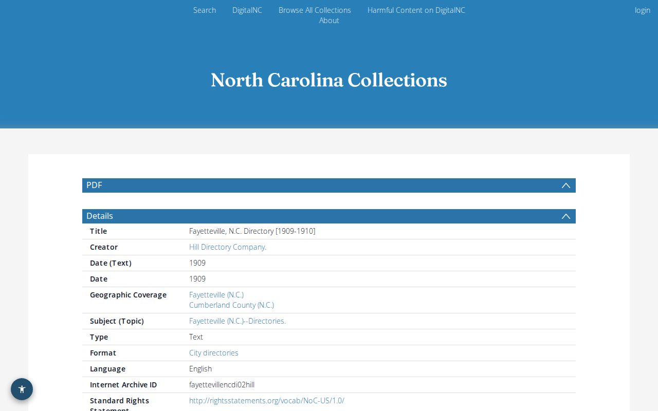 Cumberland County previous residents image of the DigitalNC Fayetteville directory catalog