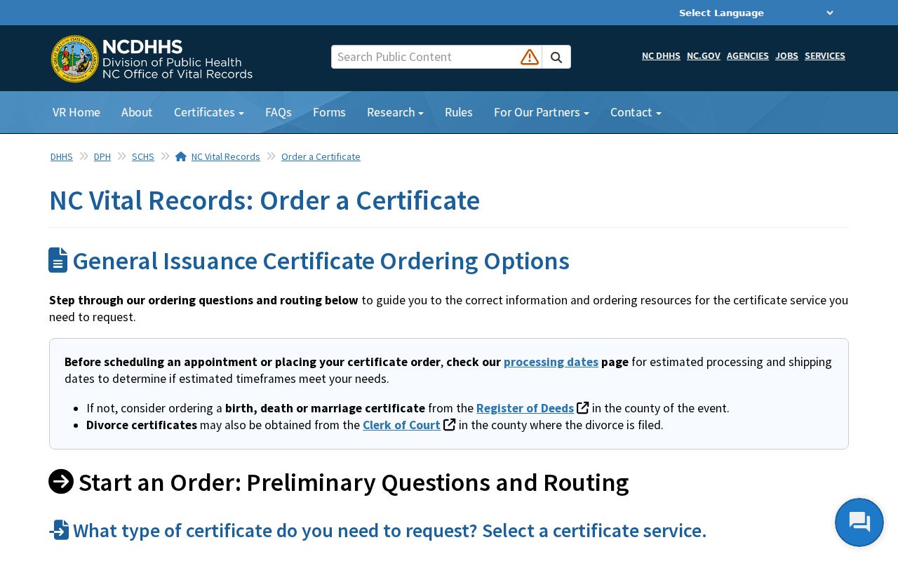 Cumberland resident lookup North Carolina Vital Records order page